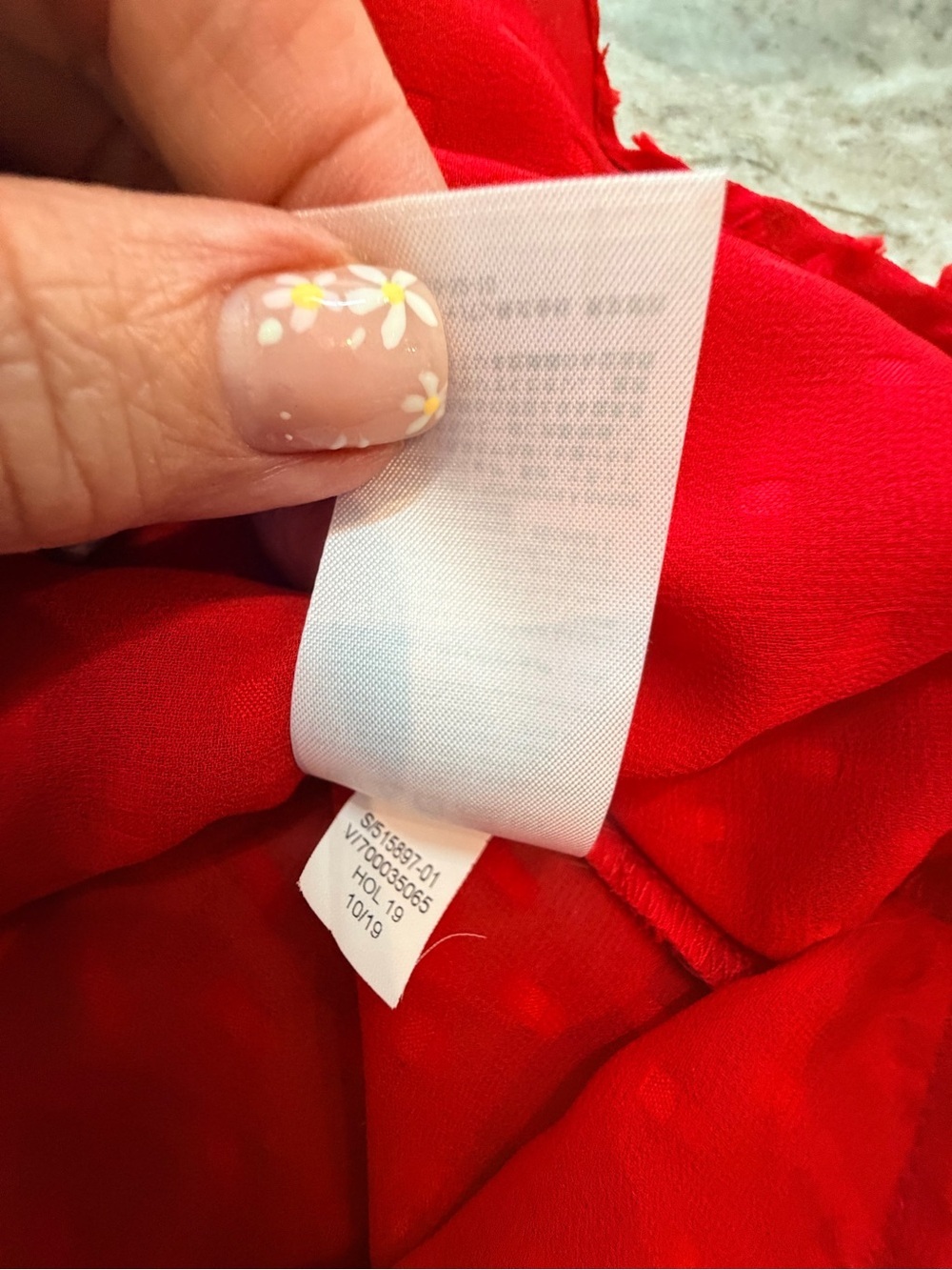 Banana Republic Red Swiss Dot Blouse Large Long Sleeve Textured Top - Picture 7 of 10